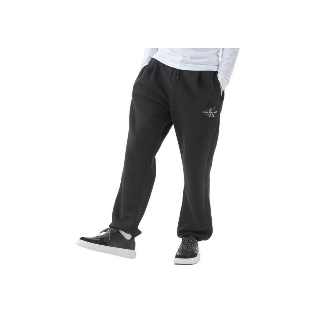 Calvin Klein Logo Pattern Embroidered Solid Color Straight Leg Casual Pants Men Bottoms Black J325479-BEH