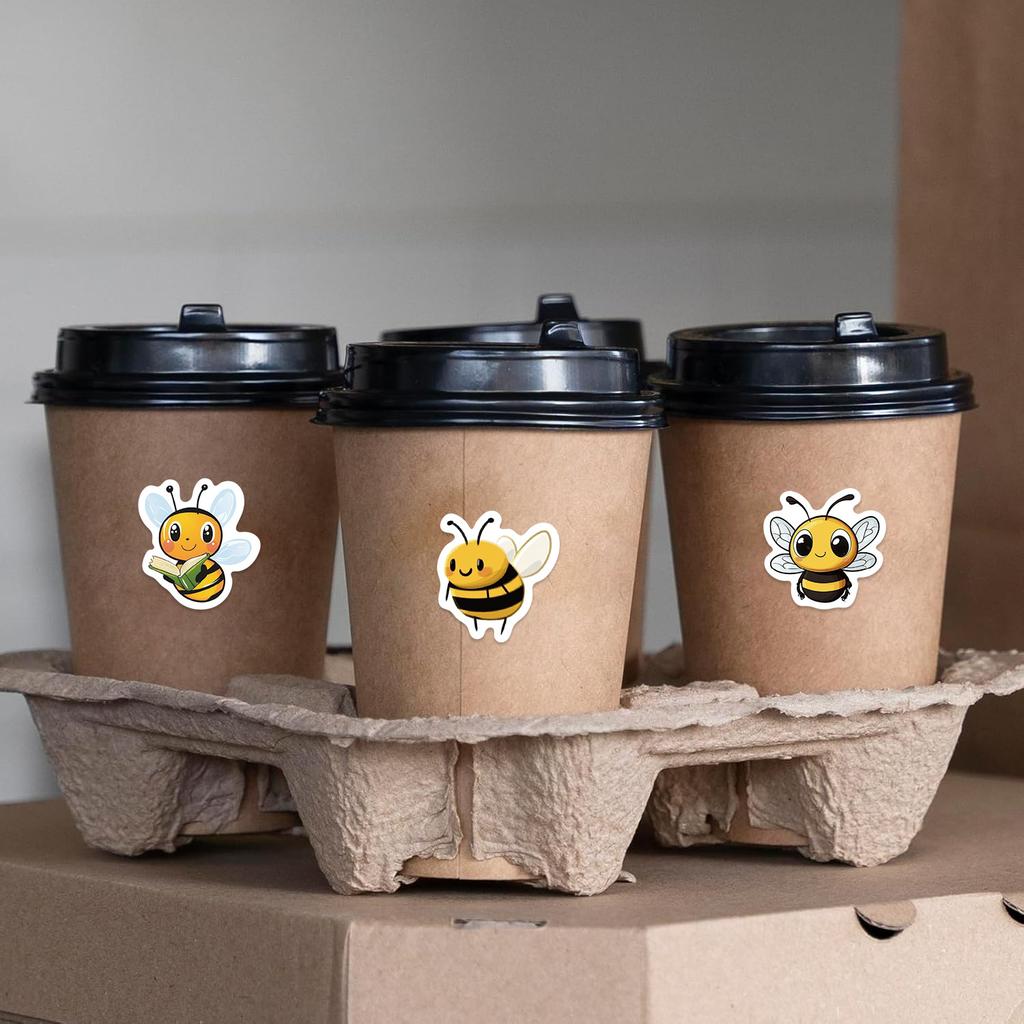 500 Sheets/roll Roll Tape Cartoon Bee Sticker Hand Account Material Decorative Envelope Seal Sticker