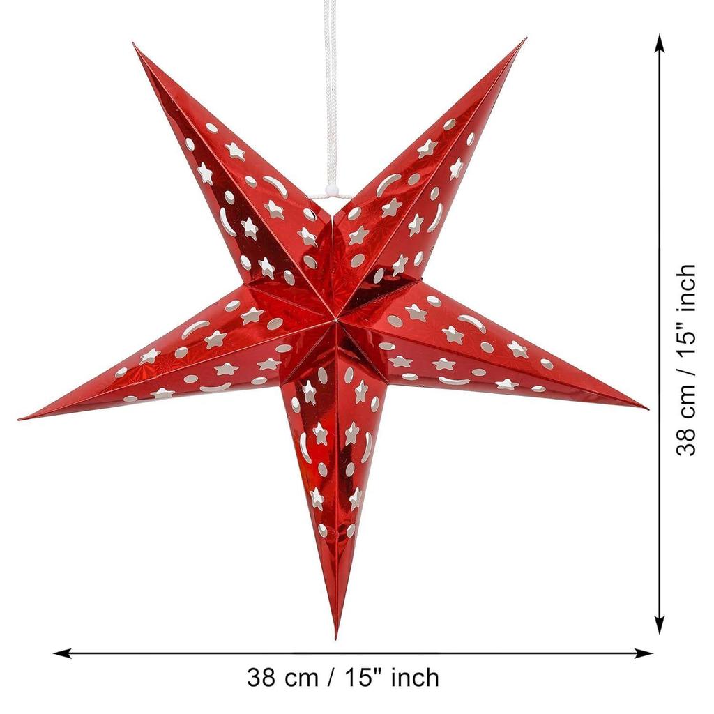 Red Paper Merry Christmas Star Lantern Lights for Decoration| Diwali Christmas Lantern| Aakash Kandil for Diwali| Hanging Lantern