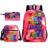 Sprunki Student Starry Sky School Bag Three-piece Rhythm Box Teen Backpack Men's and Women's Casual L