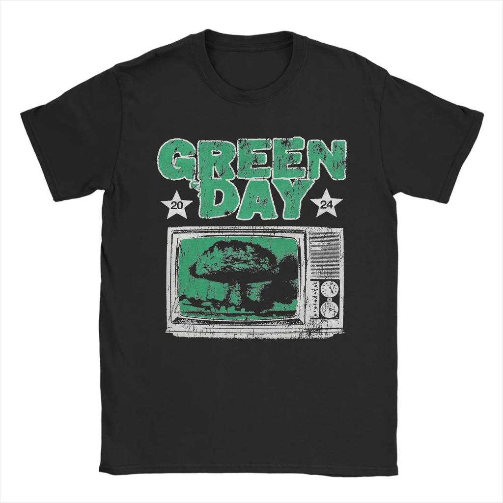 Green Day Band T-Shirts for Men Novelty Cotton Shirt Round Collar Short Sleeve T Shirt Plus Size Short Sleeves Plus Size Loose