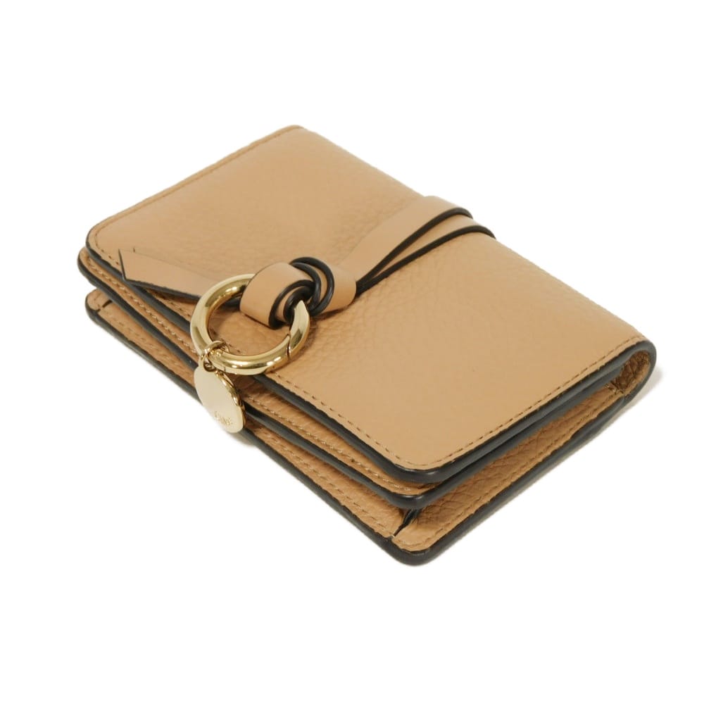 Used 9656 Alphabet Card Holder CHC21WP015F57 7946 Current Pastel Unused Logo Medal Charm Muted Brown Women's from Japan