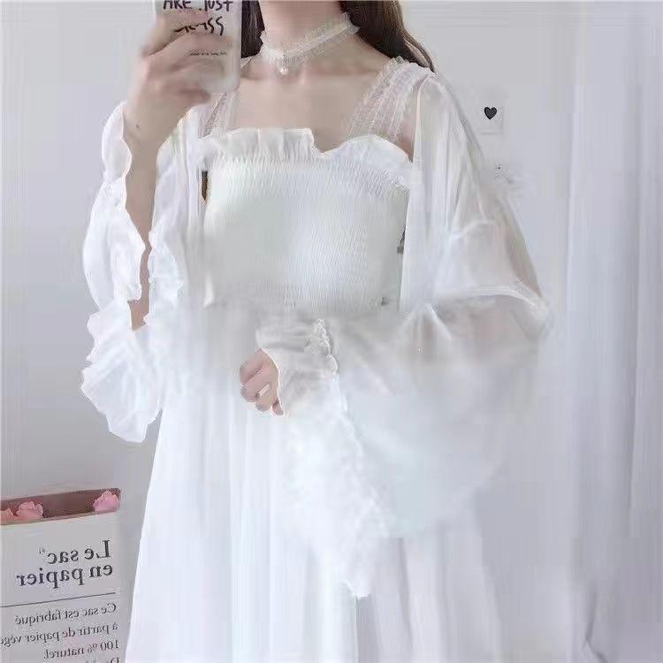 

Plus Size Trendy Sun Protection Two-Piece Set: Casual Cardigan & Dress for Women 3XL (suggested for 200-250 jin)