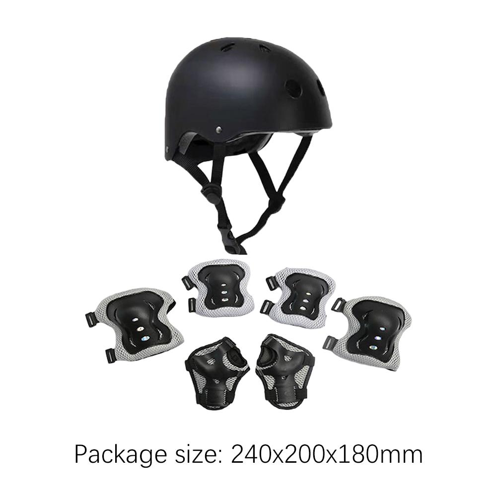 

Children Cycling Protection Kneepads Safety Protection with Helmet Riding Wrist Guards Shock-absorbing 7 in 1 Sports Accessories чёрный
