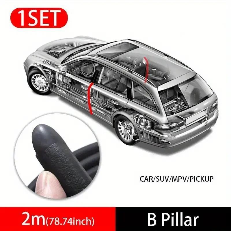 Car Door Edge Weatherstrip 2Pcs Car Seal Strips B Pillar Noise Windproof Protection Auto Sealant Accessories EPDM