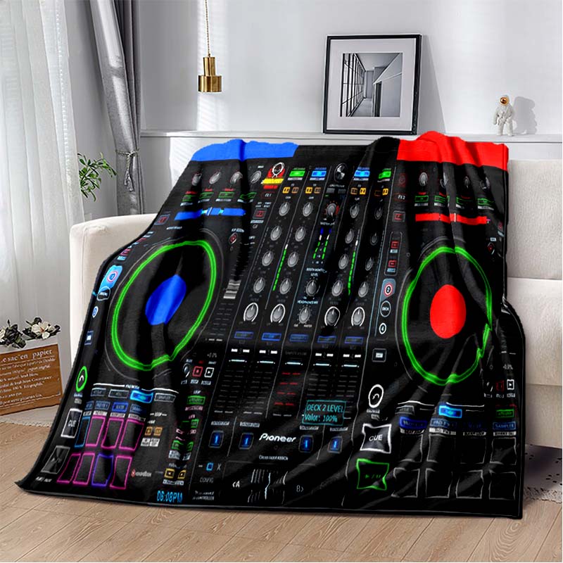 Dj Music Record Screen Console Theme Blanket Home Extra Large Warm Soft Sofa Bed Blanket Bed Cover Travel Picnic Sleep Blanket