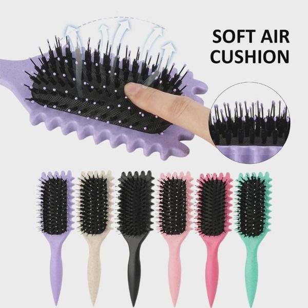 1pc Nylon Bristle Curl Defining Styling Brush for Dry Hair, Anti-frizz Detangling Hairbrush for Men and Women, Enhances Curl Definition and Separation