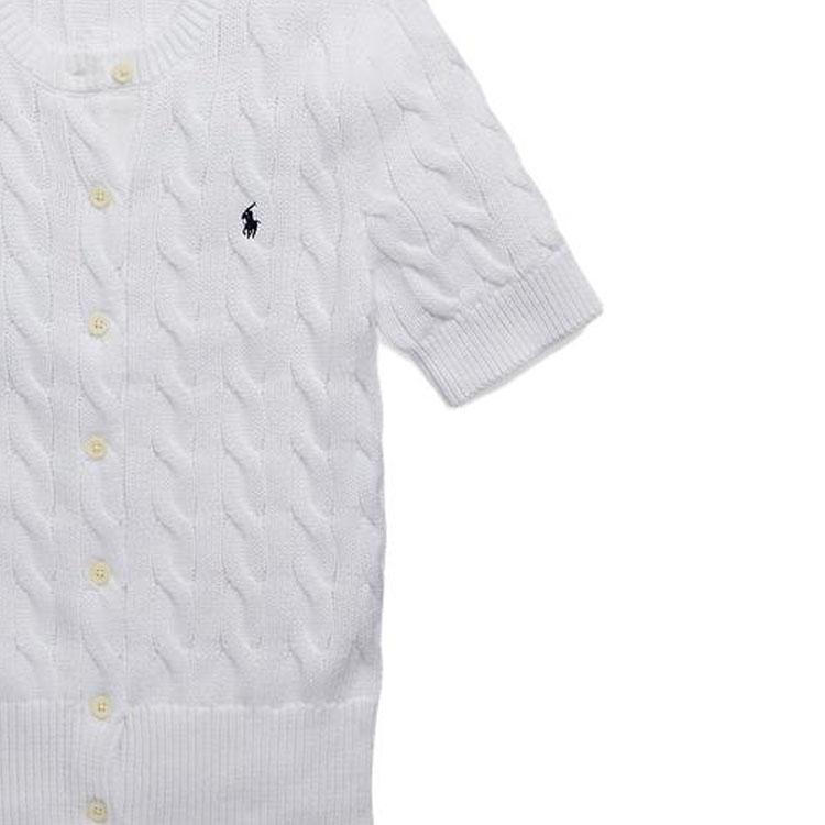 Polo Ralph Lauren SS23 Einzelbrust-Strickpullover mit Logo-Stickerei Damenpullover Weiß WMPOSWENDW20151-100