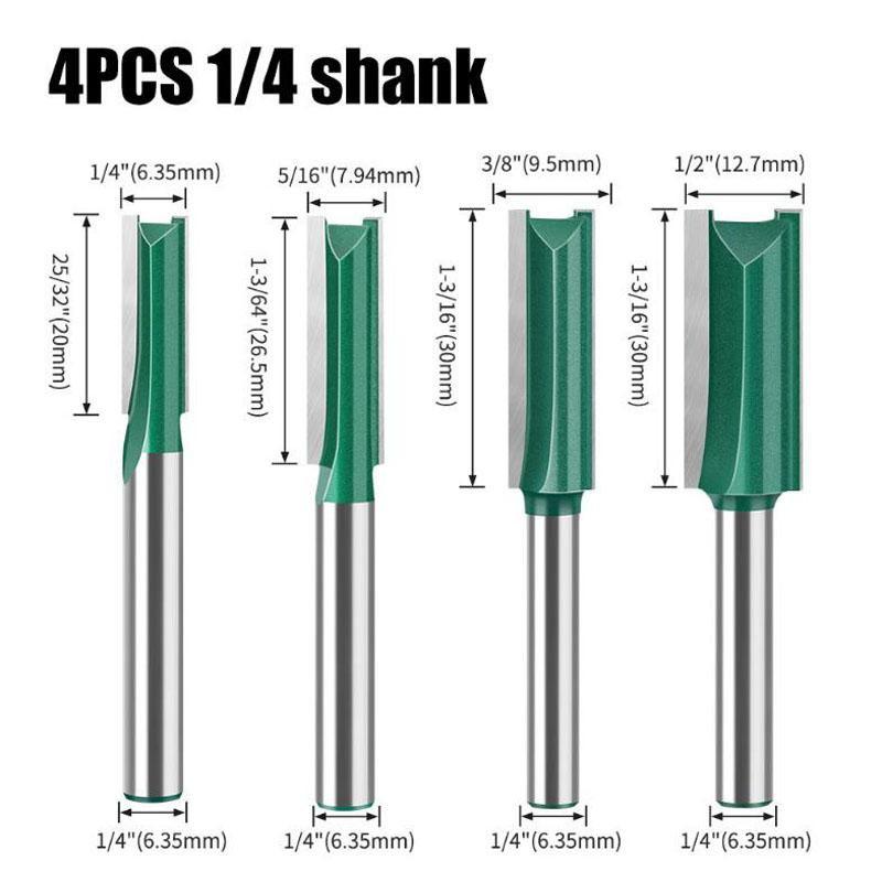 Straight Woodworking Router Bit Set Carpenter Milling Cutter 1/4″ 5/16″ 3/8″ 1/2″Cutting Diameter 6mm 6.35mm Shank