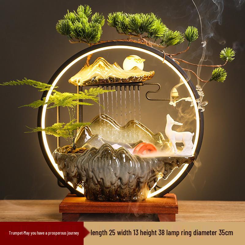 Flowing Water Backflow Incense Fountain & Humidifier - Perfect for Home, Office, or Gift Decoration.