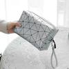 Women Travel Cosmetic Bag Multifunction Geometric Makeup Bags PU Leather Waterproof Portable Toiletries Organizer Make Up Cases