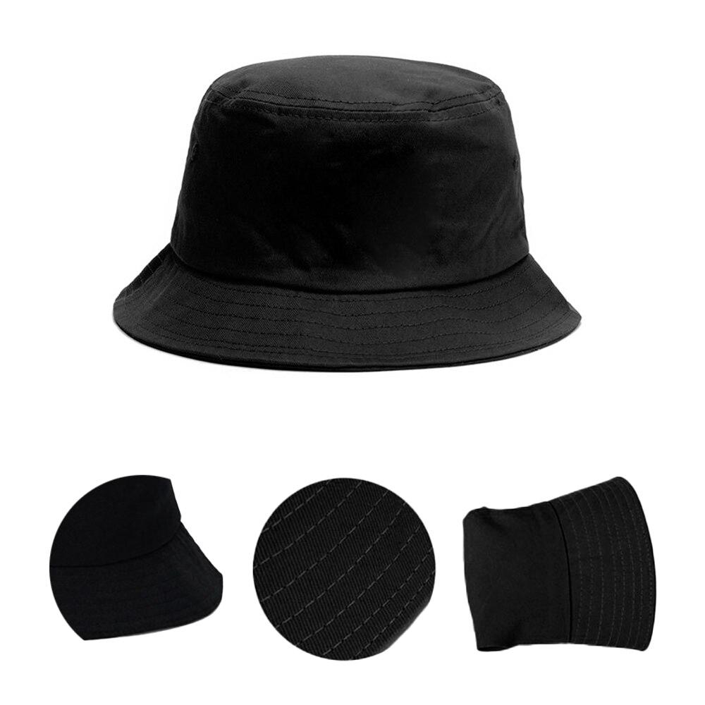 Black White Solid Bucket Hat Unisex Bob 