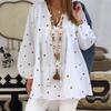 2025 Autumn V-neck Star Print Drawstring Comfortable Casual Loose Batwing Sleeve Pullover