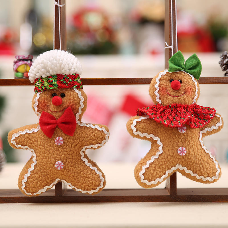 Christmas Tree Decorations Gingerbread Man Doll Pendants Christmas Tree Ornament Small Plush Doll Hanging New Year Gift Decor