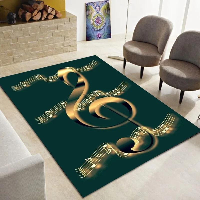 Piano Note Music Theme Series Carpet Home Decoration Bedroom Living Room Large Area Carpet Room Bedside Non-slip Floor Mat