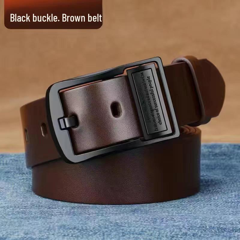 Retro Men's Leather Jeans Belt with Flip Pin Buckle - Fashion Casual Style