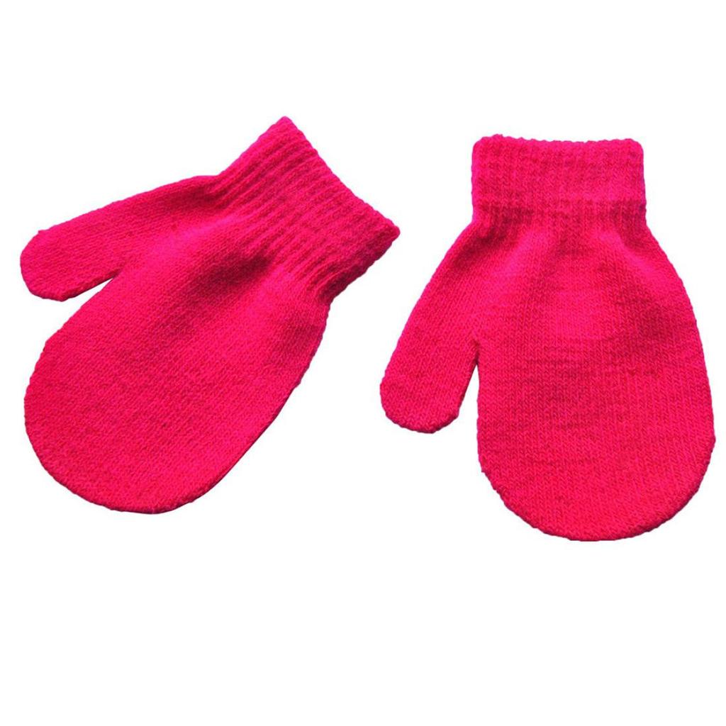 6Pairs Baby Cute Knitted Mittens Kid Girls Boys Winter Warm Gloves Infant Solid Color Knitting Gloves Children Casual Ski Gloves