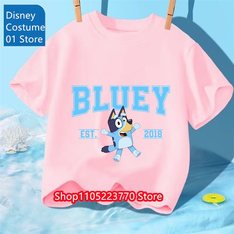 Koszulka Dziecięca z Motywem Bluey Chłopcy Dziewczynki Jesień Zima Kreskówkowy Graficzny Krótki Rękaw Codzienne Ubranie Góra