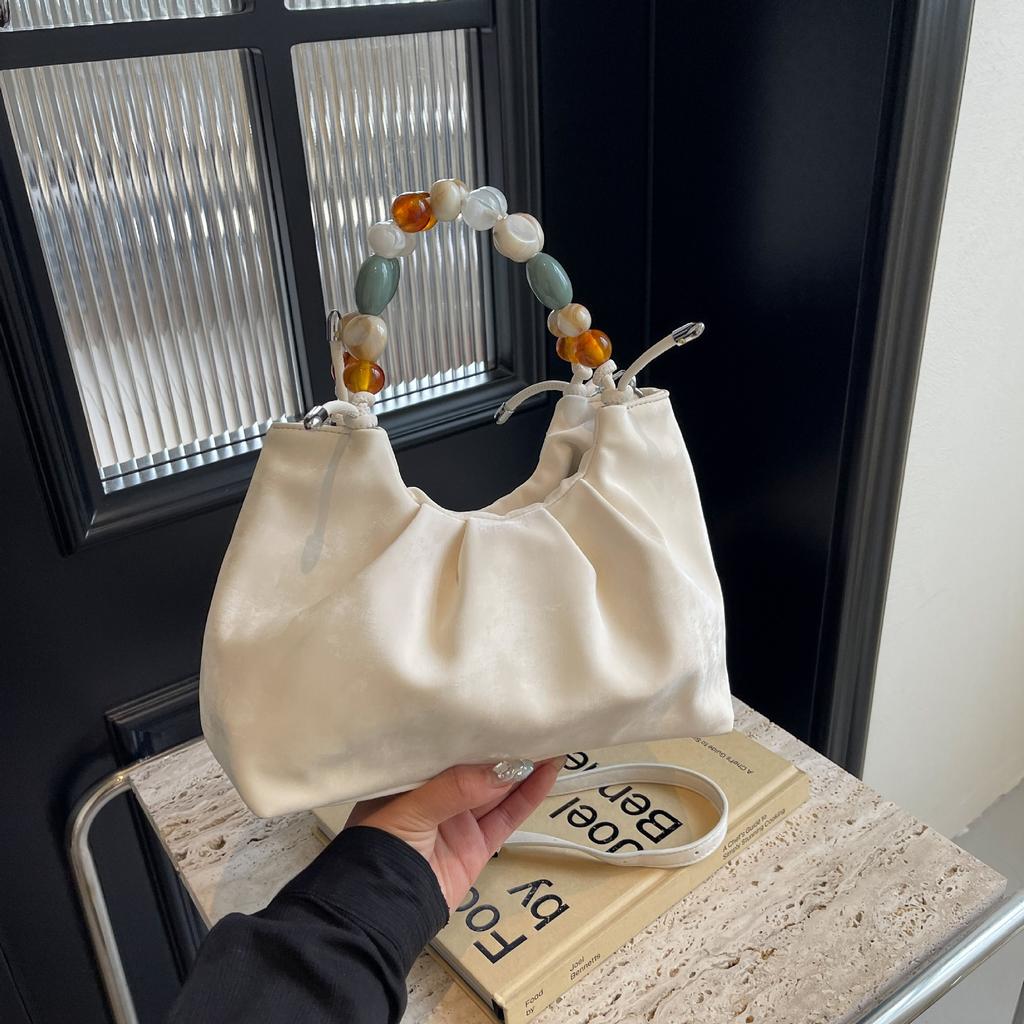 Exquisite Colorful Beaded Crossbody Bag  New Women's Soft PU Magnetic Buckle Closed Underarm Bags Leisure Vacation Handbag