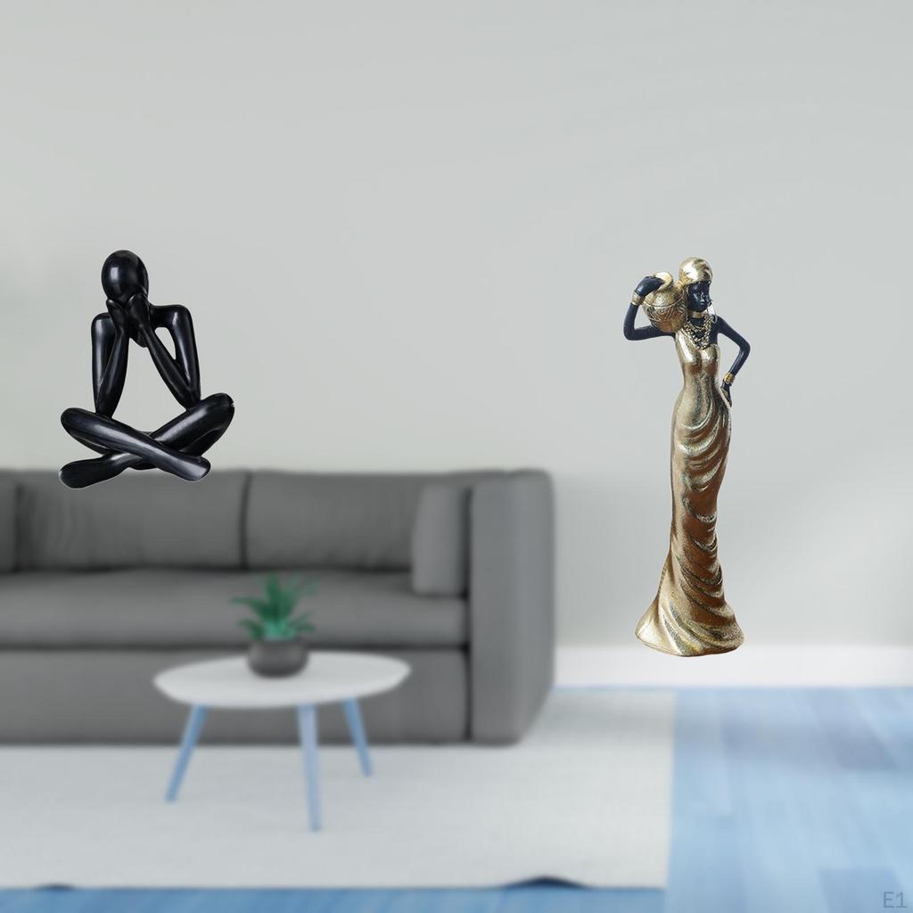 Modern Abstract Tribal Lady Sculpture Collectible Figurine for Living Room Bookshelf Desk Cabinet