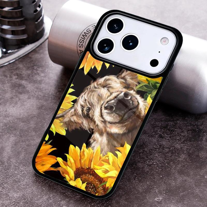 Highland Cow Scottish Art Phone Case for iPhone 17 16 15 Pro Max Air 14 13 12 11 Plus Shockproof Cover