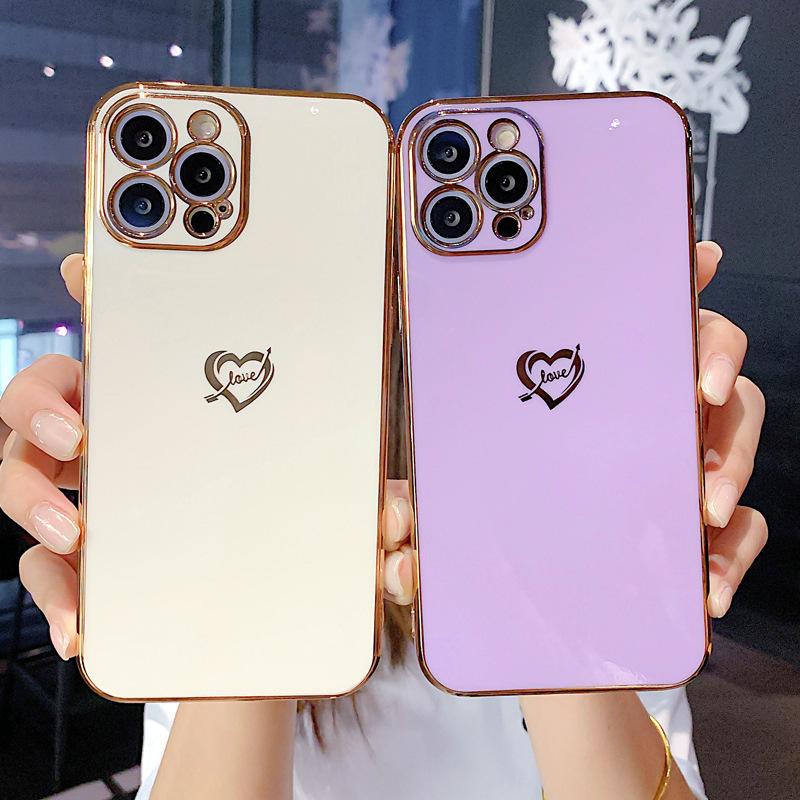Candy color 6D electroplating side love for iPhone17ProMax Apple 16 fine hole silicone 15 mobile phone case