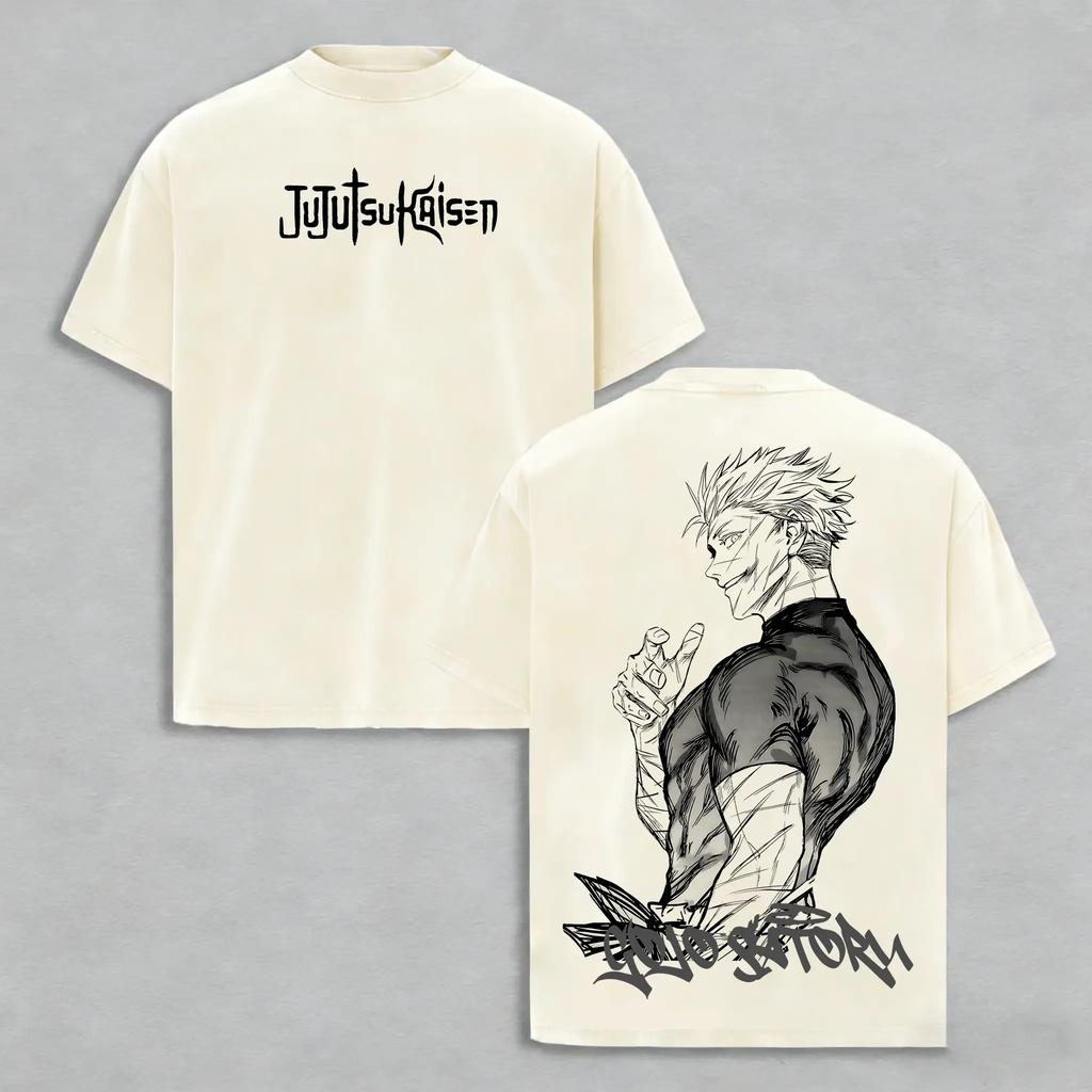 Gojo Satoru Jujutsu Kaisen T-shirt For Men's Clothing Anime Y2k Vintage Washed Oversized T Shirt Short Sleeve Cotton Tees Tops