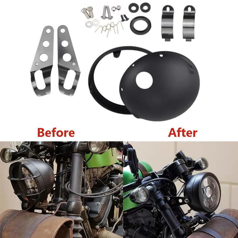 7 Inch Motorcycle LED Headlight Housing Adjustable Mount Bracket Universal Bucket Shell Lighthouse Modified Headlight Base