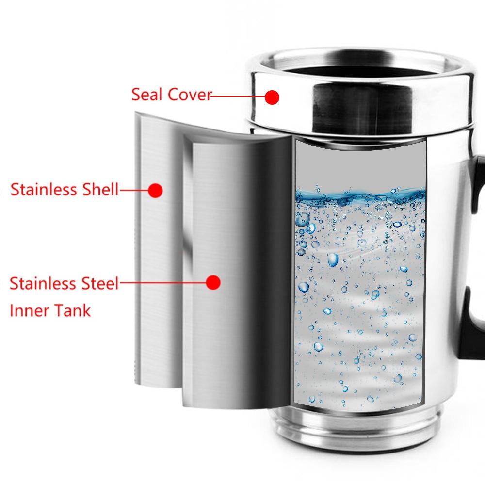 Car Heating Cup 12/24V Water Heater Kettle Electric Coffee Tea Boiling Heated Mug Water Travel Kettle For Car