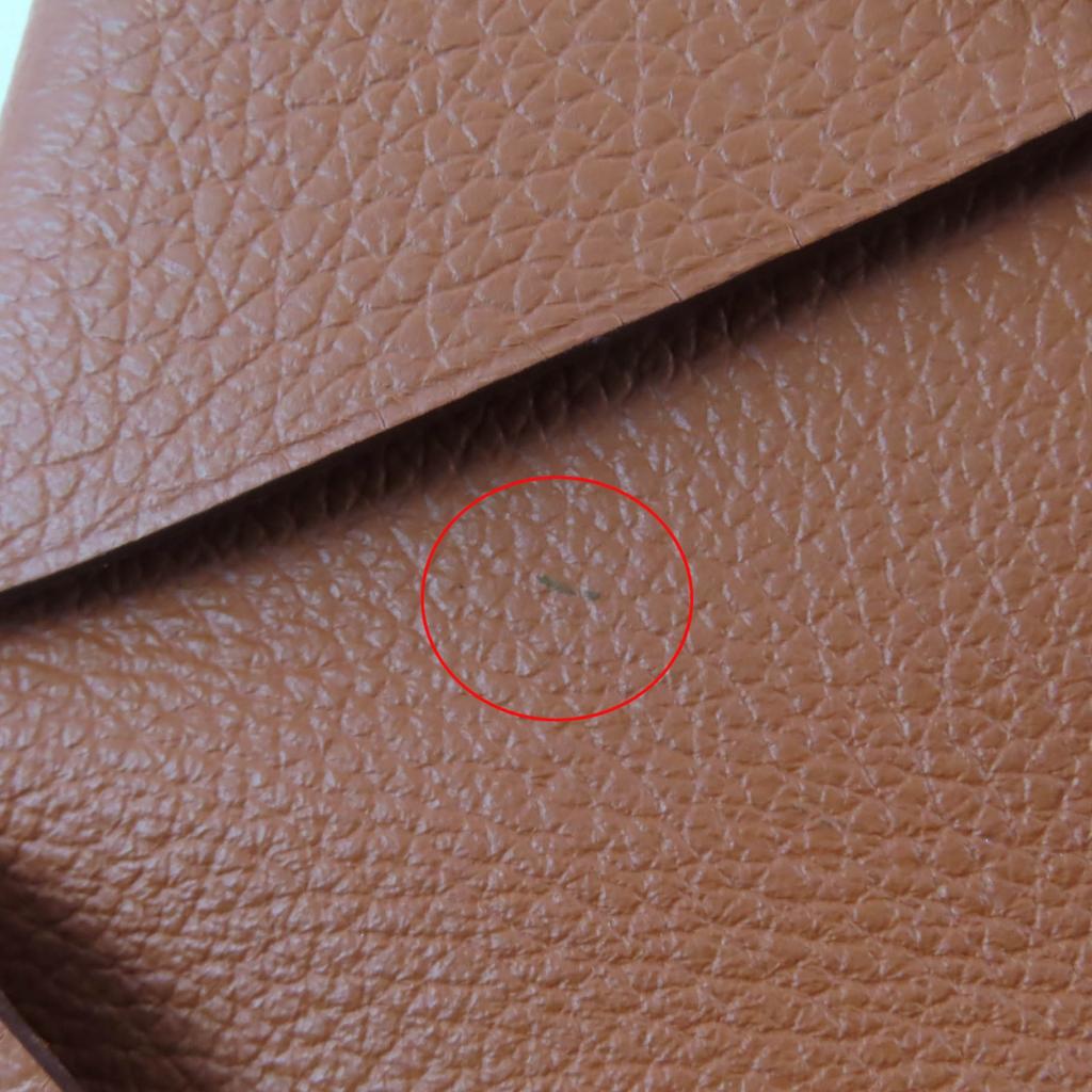 Excellent HERMES Card Case Calvi Orange Epsom Leather Women Used