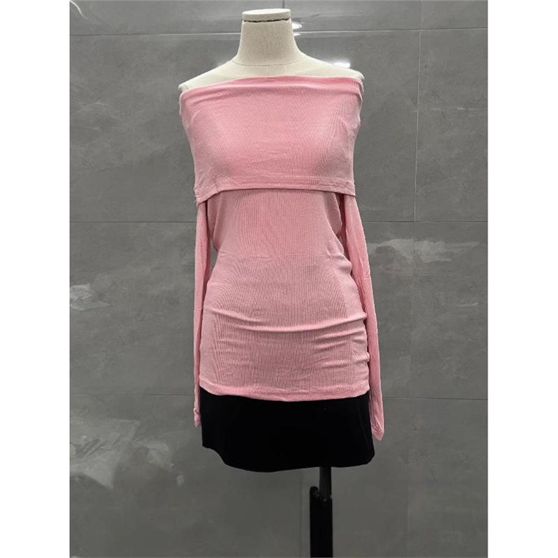

Elegant One-Shoulder Knitted Sweater: Slim Fit, Long-Sleeve, Spring Style One Size