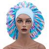 Women Large Sleeping Cap Laser Color Satin Elastic Bonnet Silky Bonnets Muslim Hijabs Lady Shower Cap Beauty Hair Care Cap