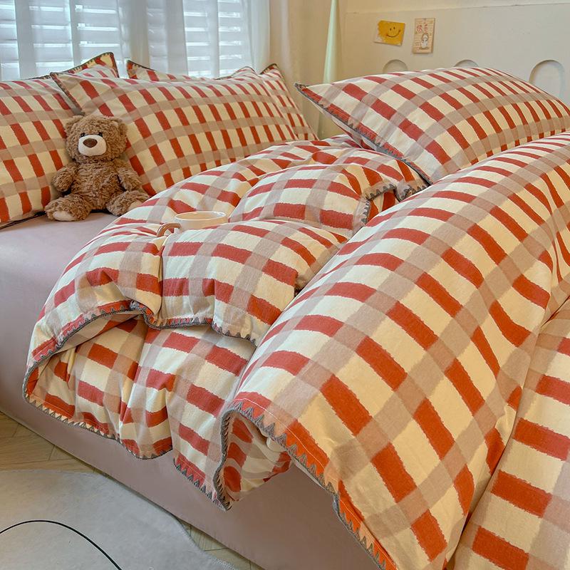 Gebürstetes Verdicktes Baumwoll-Bettwäsche-Set - Herbst & Winter Bettbezug, Laken für Wohnheime