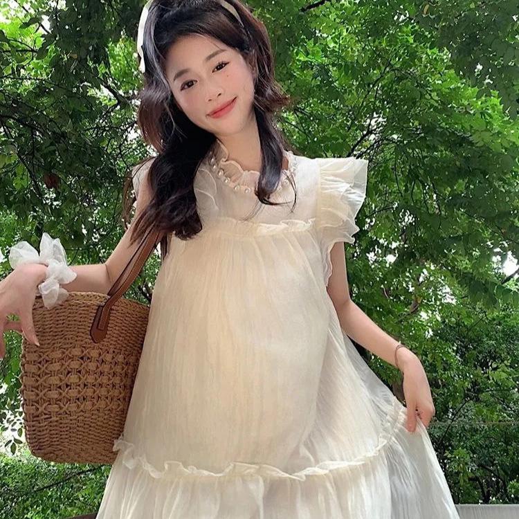 French Sweet Short Sleeve Summer Dress with Wood Ear Edge - Elegant and Age-Reducing Design for Women