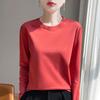 Spring And Summer New Mercerized Polyester Long Sleeve T-shirt Women's Round Neck Loose 100% Polyester Bottoming T-shirt