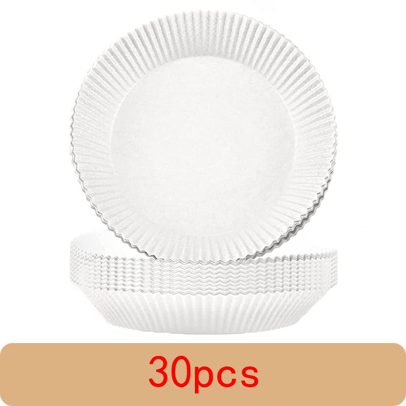 50 peças Air Fryer Forro de papel descartável Tapete antiaderente Vaporizador Redondo Tapetes de papel para assar Cozinha Airfryer Ferramentas Acessórios para assar