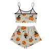Women's Halloween Set With Retro Floral Print Suspender Sleeveless Vest Shorts Pajama Set