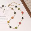 Retro Round Resin Necklace: Versatile, Fashionable High-End Clavicle Chain for Women