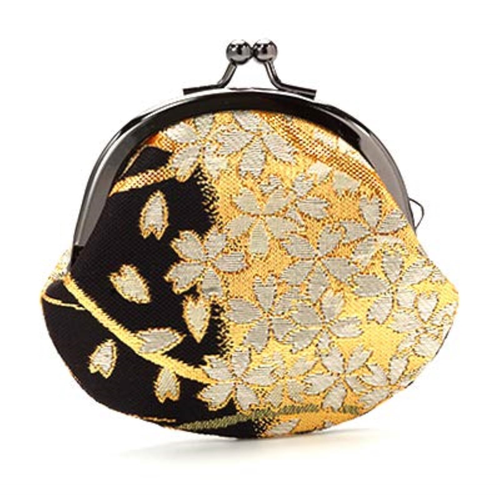 

Kyoto Geibido Clasp Handcrafted by Japanese Made in Japan and Nishijin-ori 2.6-inch Wallet, Artisans, Pattern, (Black Gold)