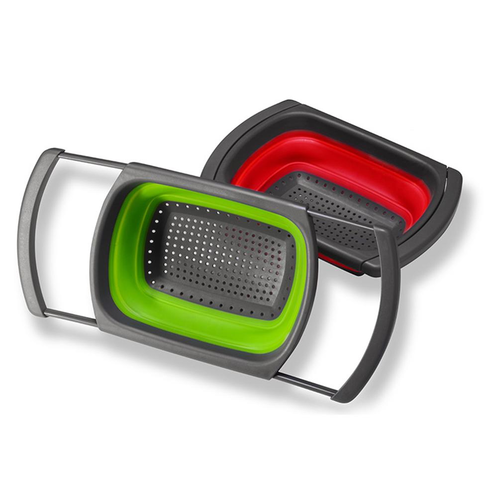 Square Stretchable Draining Basket Colander Kitchen Retractable Strainer Vegetable Storage Rack