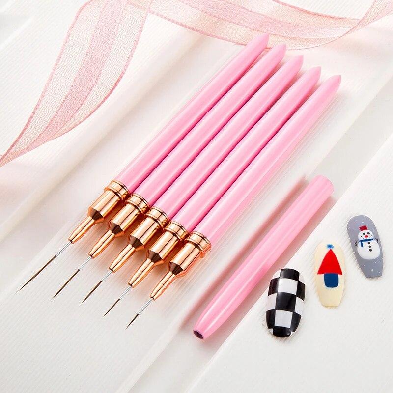 7/9/11/15/20mm Nail Liner Brush Set Handle Nail Art Pen Brush Drawing Lines Stripe Painting Flower Pen Nail Art Manicure Tools