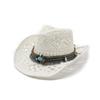 UV Protection Ethnic Tassel Natural Grass Handwoven Straw Western Cowboy Hat Unisex Outdoor Sun Protection Sun Visor Sun Hat