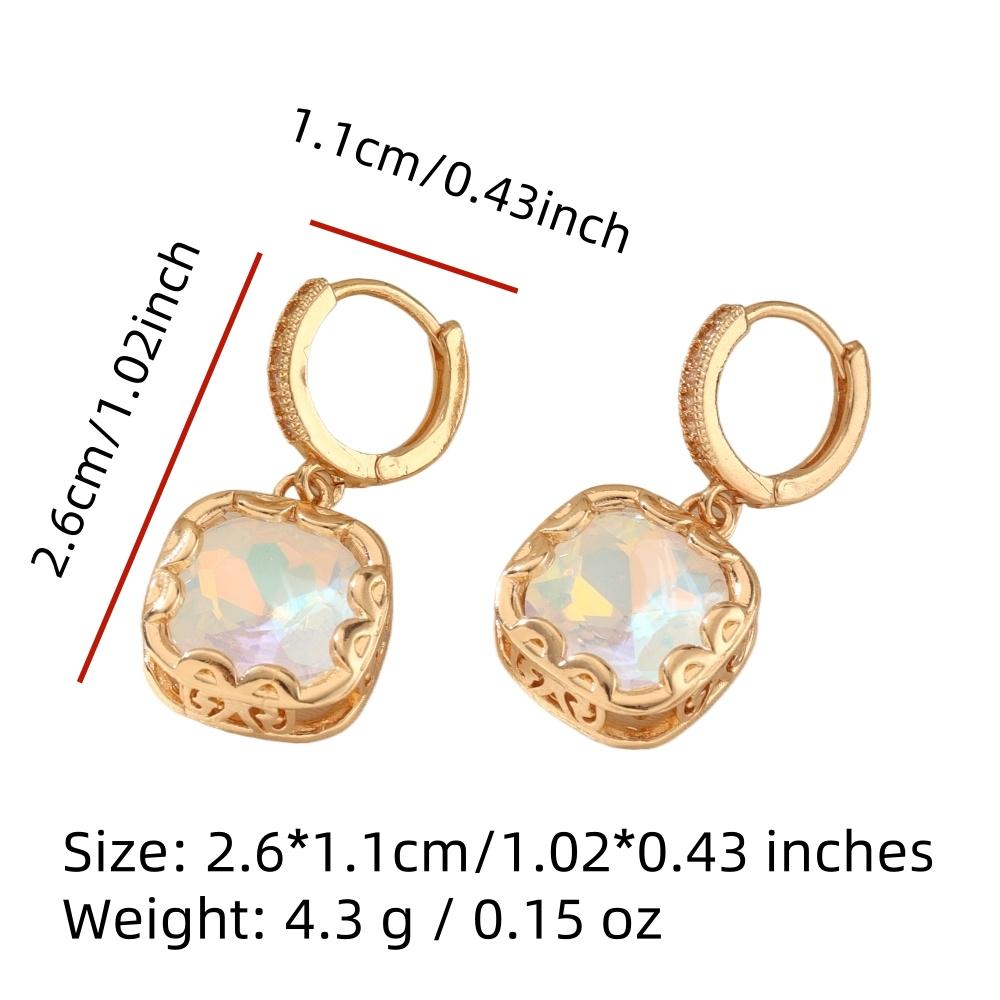 Trendy Blue Square Zircon Drop Earrings for Women Fashion Gold Color Earring Jewelry Party Accessories