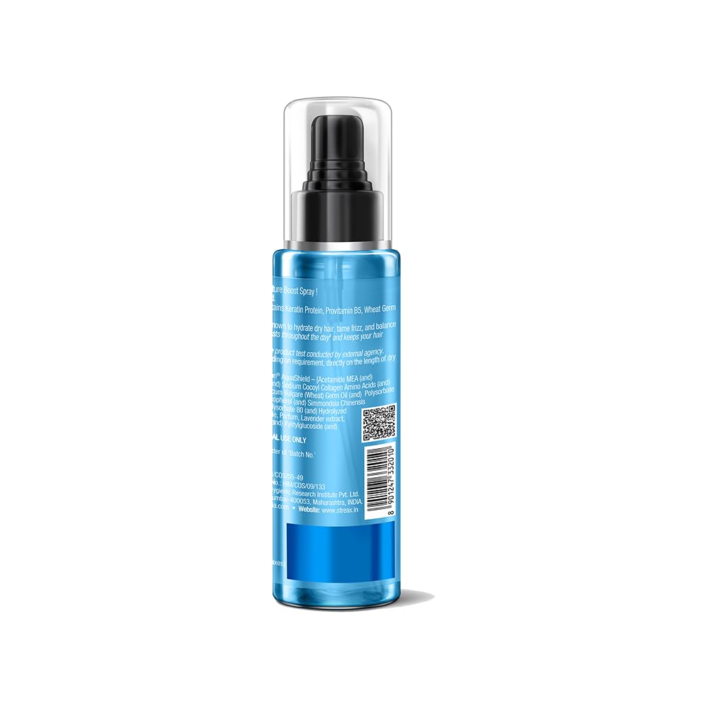 Streax Moisture Boost Spray Hair Serum 50 Ml Pack of 1 Hydrating Frizz Free Smooth Silky Hair Styling for Women Men