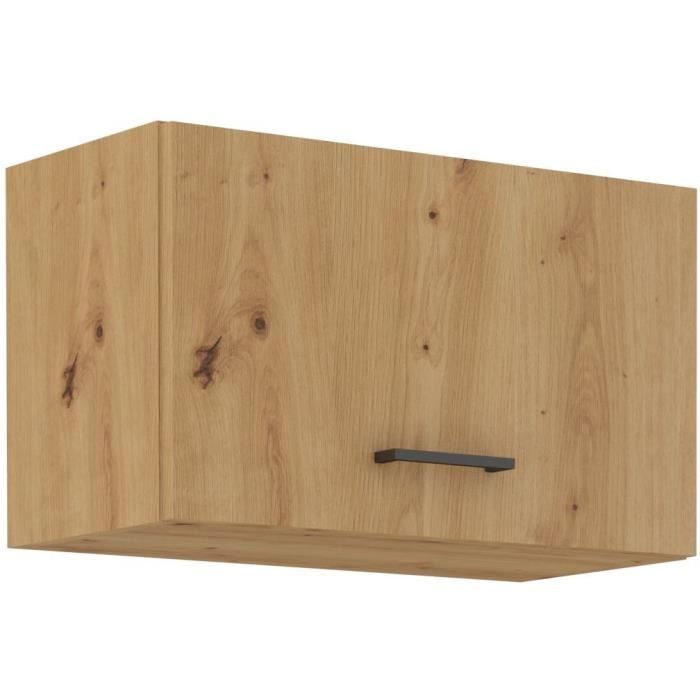 MODENA - Wall Cabinet with Extractor Hood - 1 Door - 60 X 31 X 72 Cm - Artisan Oak / Matte Black