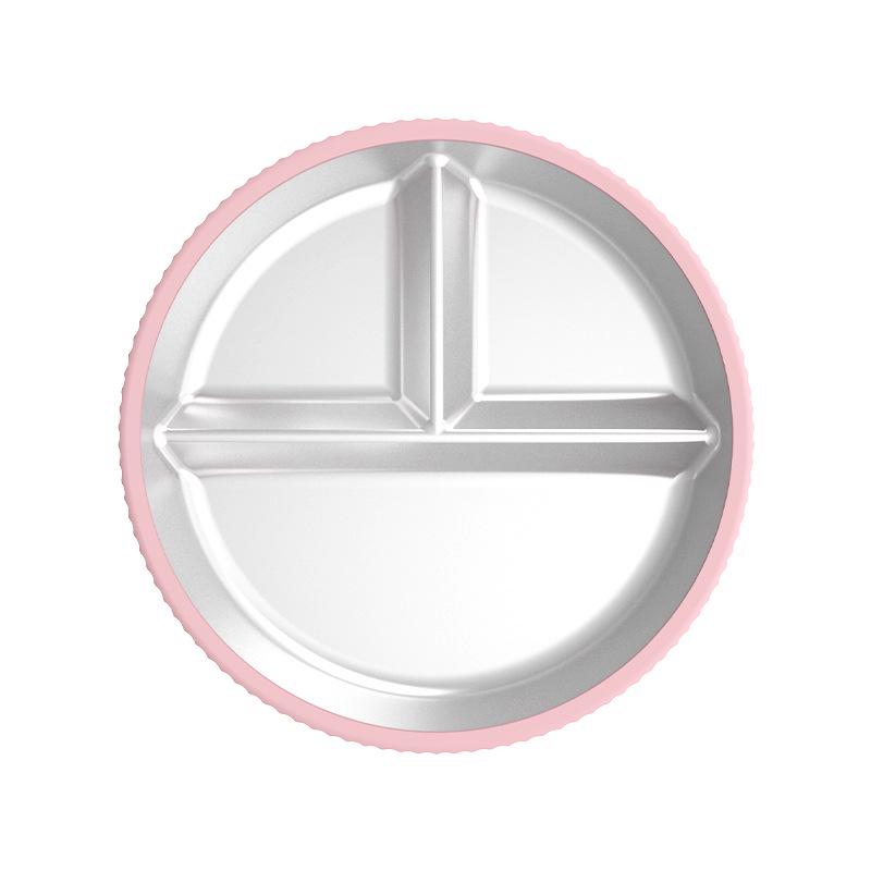 

Детская секционная тарелка из нержавеющей стали с силиконовой присоской - Нескользящая, термостойкая (304).