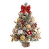 Mini Christmas Tree with LED Light Pre-lit Small Artificial Snow Flocked Tree with Ball Ornaments for Xmas Tabletop Indoor Holiday Decor