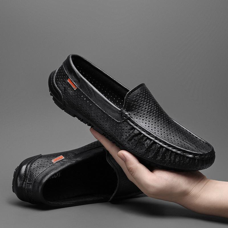 Genuine Leather Men Shoes Casual Luxury Brand Slip On Summer Designer Loafers Men Moccasins Breathable Italian Men Driving Shoes