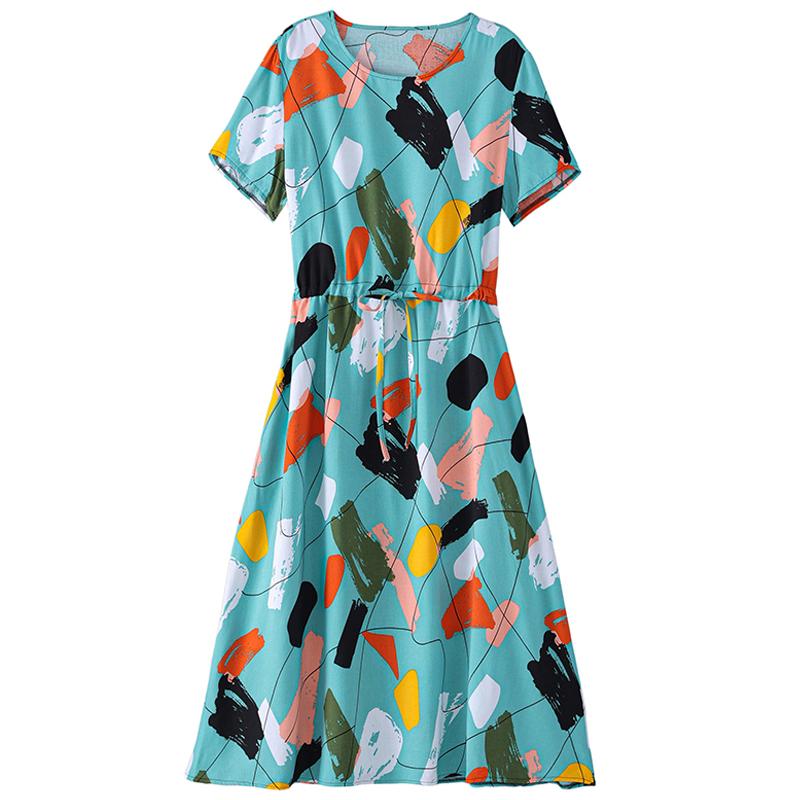 Elegante frauen Sommer Kleid Neue Beiläufige Dünne Kurzarm Lange Kleid Koreanischen Stil Schlank Vintage Kleidung