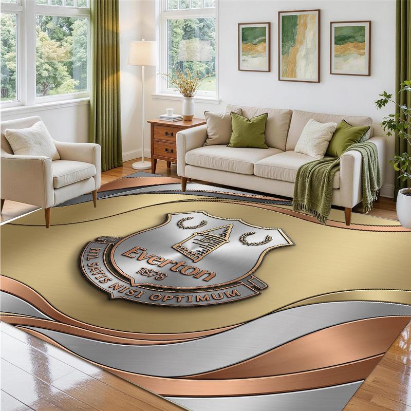 Everton Football Design Crystal Velvet Rug Soft Decorative Mat for Bedroom Entrance